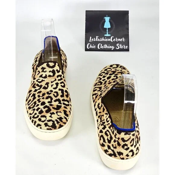 Rothy's Women's Leopard Cheetah Fabric The Sneaker Slip On Shoes Size 7.5 2119 - Picture 11 of 16